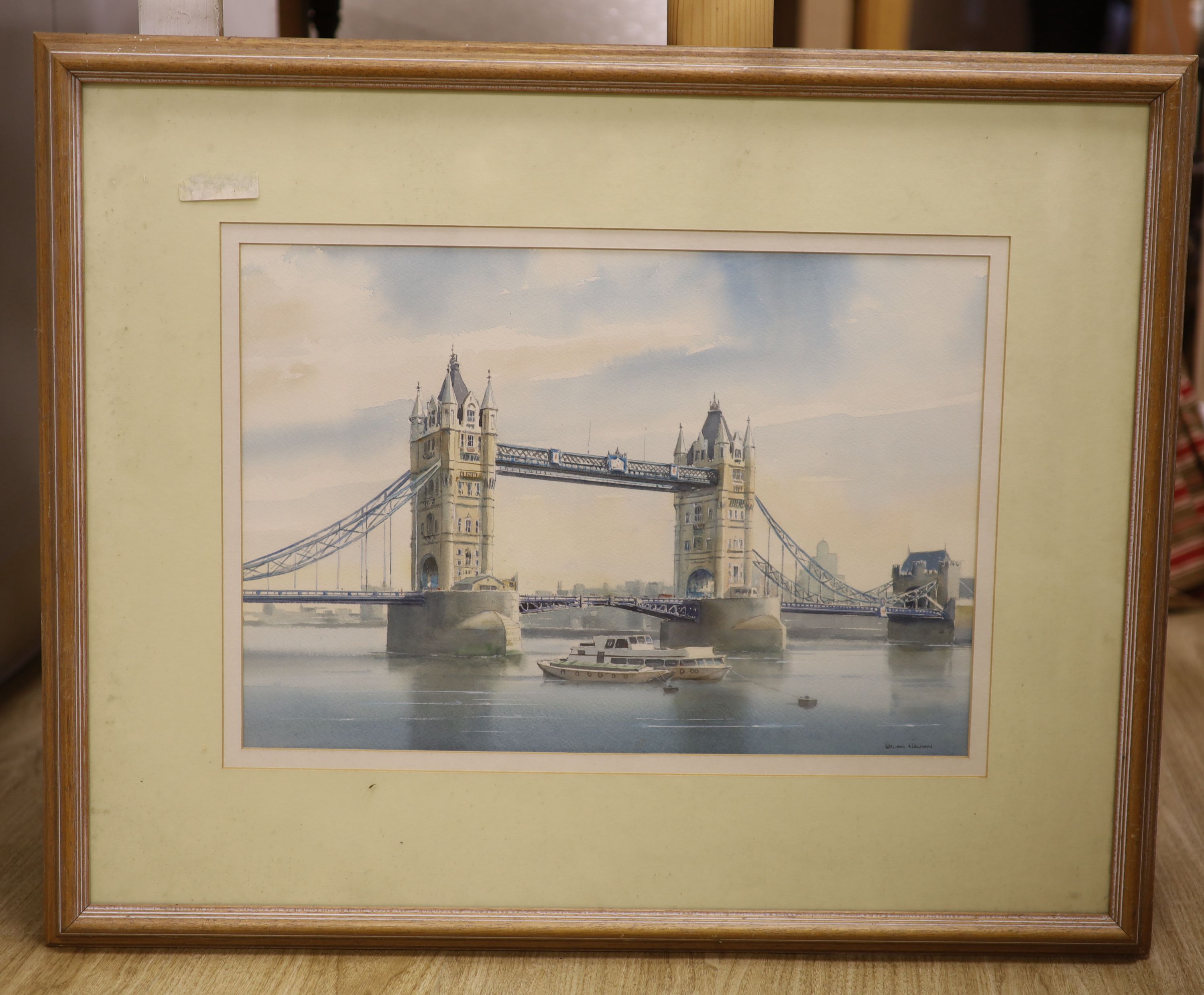 William Newton, watercolour, View of Tower Bridge, signed, 33 x 48cm